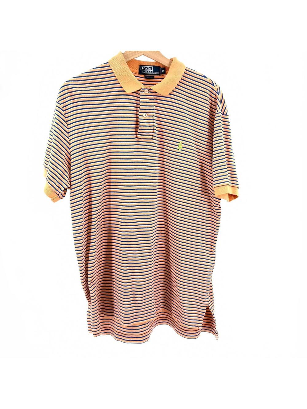 Vintage 90s Polo Ralph Lauren Orange Cotton Striped Shirt